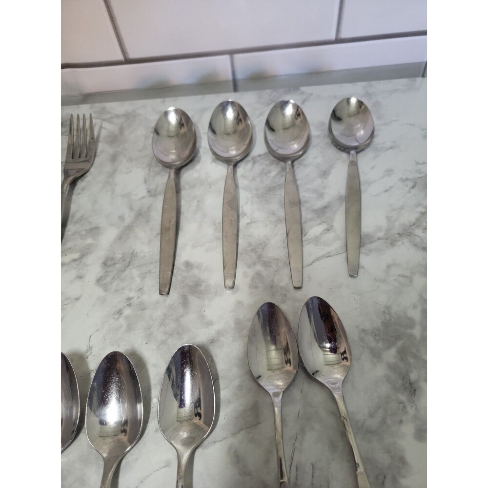 Oneida Community FROSTFIRE Flatware Stainless Satin Mid-century Modern 18 Pieces - Picture 5 of 6